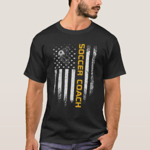 Vintage USA American Flag Proud Soccer Coach Silho T-Shirt