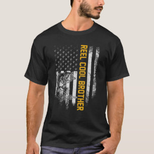Vintage USA American Flag Reel Cool Brother Funny  T-Shirt
