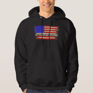 Vintage USA American Flag Refrigeration Mechanic P Hoodie