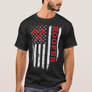 Vintage USA American Flag Roofer 4th of July Roofi T-Shirt