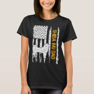 Vintage USA American Flag Shiba Inu Dog Dad Silhou T-Shirt