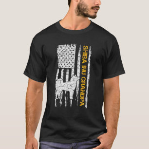 Vintage USA American Flag Shiba Inu Dog Grandpa Si T-Shirt