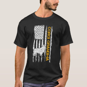 Vintage Usa American Flag Welsh Corgi Dog Grandma T-Shirt