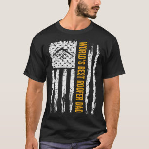 Vintage USA American Flag World s Best Roofer Dad T-Shirt