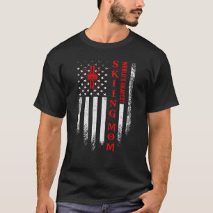 Vintage Usa American Flag World S Okayest Skiing M T-Shirt