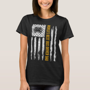 Vintage USA American Flag World's Best School Bus  T-Shirt