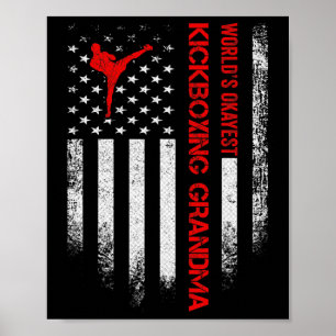 Vintage Usa American Flag World's Okayest Kickboxi Poster