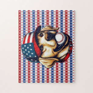 Vintage, USA baseball Labrador Jigsaw Puzzle