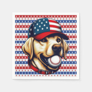 Vintage, USA baseball Labrador Napkin
