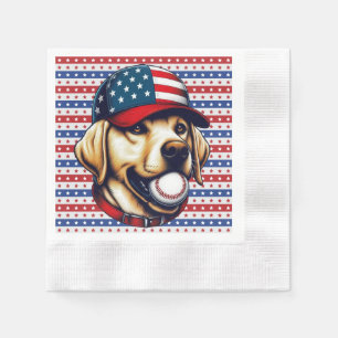 Vintage, USA baseball Labrador  Napkin