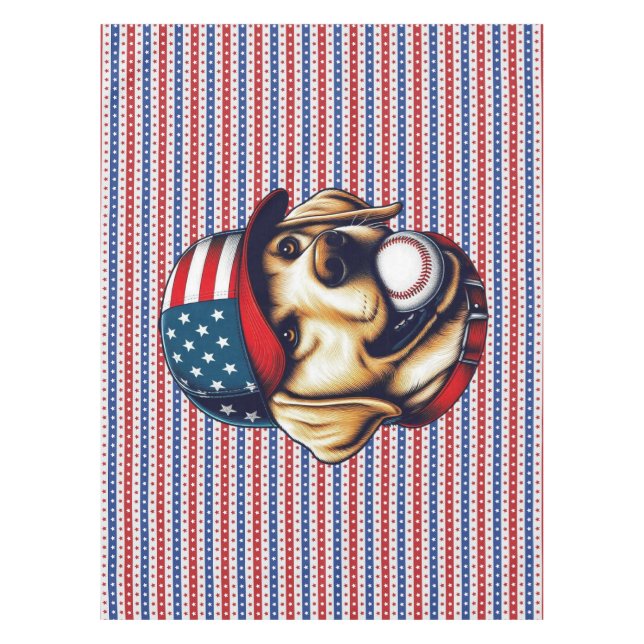 Vintage, USA baseball Labrador  Tablecloth (Front)