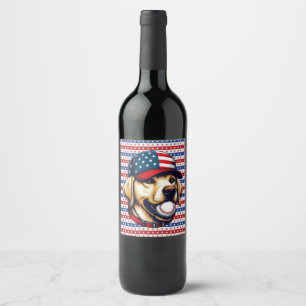 Vintage, USA baseball Labrador  Wine Label