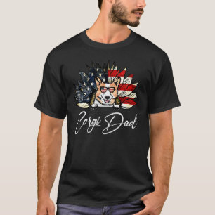 Vintage Usa Best Corgi Dad Ever American Flag T-Shirt