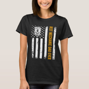 Vintage Usa Best Mechanic Dad Ever American Flag F T-Shirt