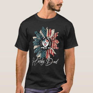 Vintage Usa Best Siberian Husky Dad Ever American T-Shirt