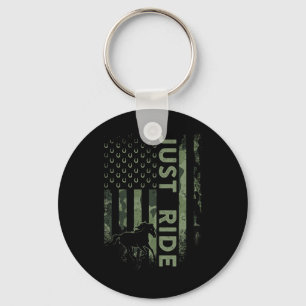 Vintage Usa Camouflage Just Ride Horse Key Ring