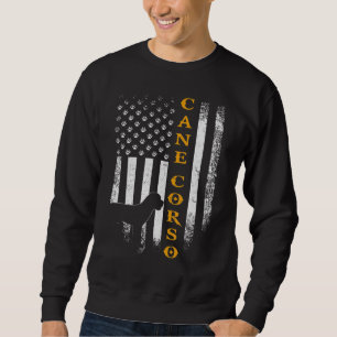 Vintage USA Cane Corso Dog Silhouette American Fla Sweatshirt