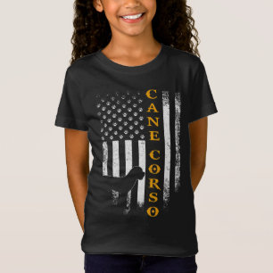 Vintage USA Cane Corso Dog Silhouette American Fla T-Shirt