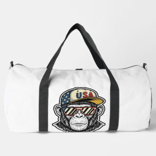 Vintage USA Chimp Patriotic Sunglasses Shirt Desig Duffle Bag