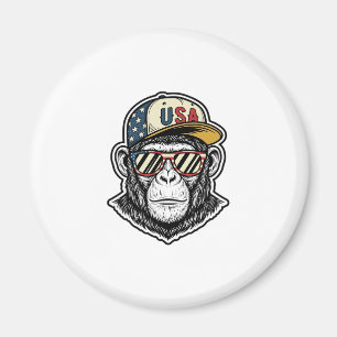 Vintage USA Chimp Patriotic Sunglasses Shirt Desig Magnet