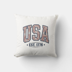 Vintage USA Est 1776 Patriotic Engraving Shirt_1 Cushion