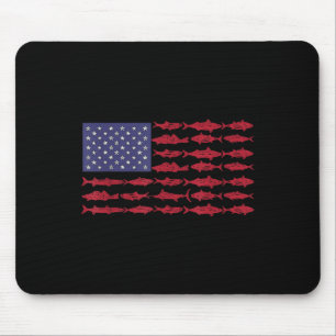 Vintage Usa Fish American Flag Shirt Fishing Gifts Mouse Mat