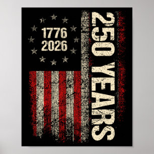 Vintage Usa Flag 250th Anniversary Independence Da Poster