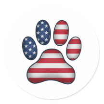 Vintage USA Flag 4th Of July Paw Print Patriotic