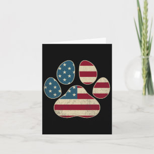 Vintage Usa Flag 4th Of July Paw Print Patriotic D Card