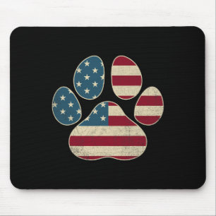 Vintage Usa Flag 4th Of July Paw Print Patriotic D Mouse Mat