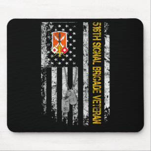 Vintage Usa Flag 516th Signal Brigade Military Vet Mouse Mat
