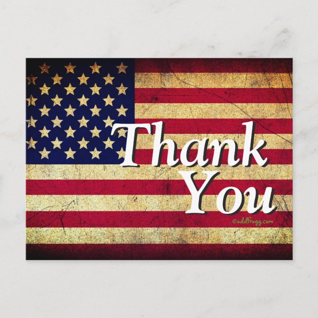Vintage USA Flag Americana Thank You Postcard (Front)