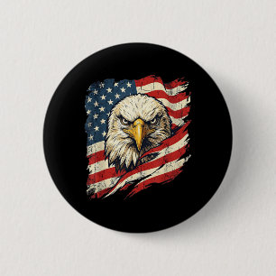 Vintage USA Flag Bald Eagle American Flag USA 4th 6 Cm Round Badge
