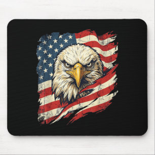 Vintage USA Flag Bald Eagle American Flag USA 4th Mouse Mat