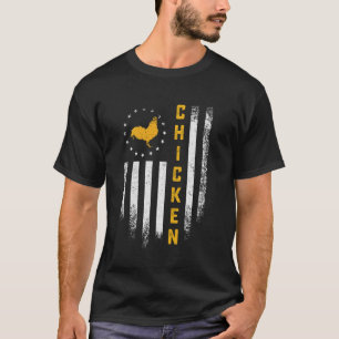 Vintage Usa Flag Chicken Lover Funny Rooster Farm T-Shirt