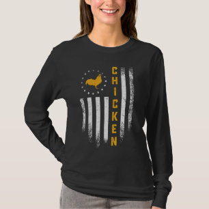 Vintage Usa Flag Chicken Lover Funny Rooster Farm T-Shirt