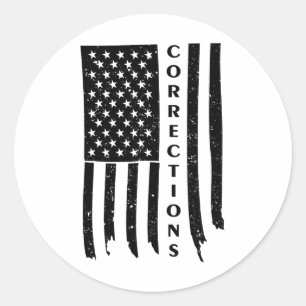 Vintage Usa Flag Corrections Funny Correctional Of Classic Round Sticker