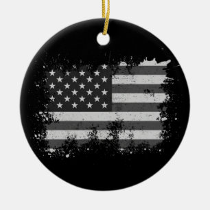 Vintage USA Flag Distressed 4th Of July Patriotic Ceramic Tree Decoration