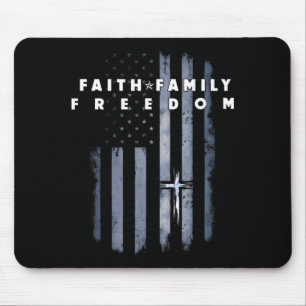 Vintage Usa Flag Faith Family Dom Patriotic Christ Mouse Mat