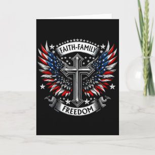 Vintage Usa Flag Faith Family Freedom Patriotic Ch Card