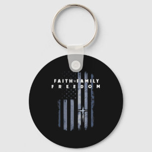 Vintage Usa Flag Faith Family Freedom Patriotic Ch Key Ring