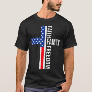 Vintage Usa Flag Faith Family Freedom Patriotic Ch T-Shirt