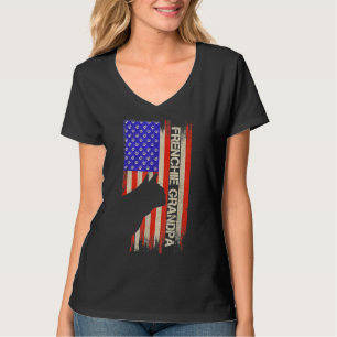 Vintage Usa Flag French Bulldog Grandpa Frenchie S T-Shirt