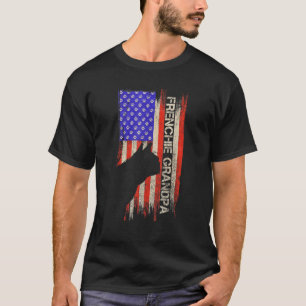 Vintage USA Flag French Bulldog Grandpa Frenchie S T-Shirt