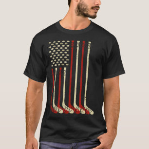 Vintage Usa Flag Ice Hockey - Funny Ice Hockey Us  T-Shirt