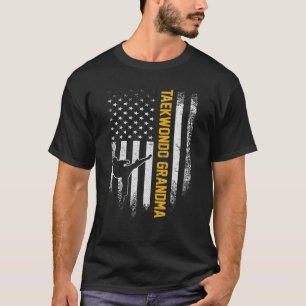 Vintage USA Flag Korea Taekwondo Training Grandma T-Shirt