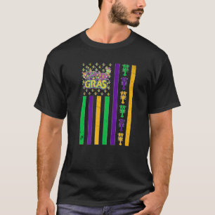 Vintage USA Flag Mardi Gras Crawfish It's Mardi Gr T-Shirt