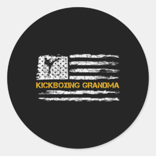 Vintage Usa Flag Mma Kickboxing Fighter Grandma Si Classic Round Sticker