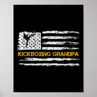 Vintage Usa Flag Mma Kickboxing Fighter Grandpa Si Poster