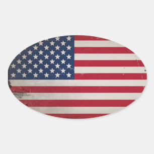 Vintage USA Flag Oval Sticker